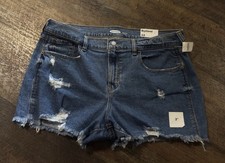 Old Navy Women's Size 12 Blue Denim Mid-Rise Boyfriend Shorts