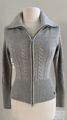 Smartwool Ski Town Sweater Full Zip Cable Knit Merino Wool Blend Women s XS EUC