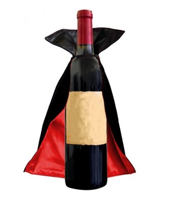 Vampire Red & Black Satin & Velvet Wine Bottle Cape Halloween Bottle Topper 
