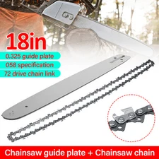 18" inch Chainsaw Guide Bar & Saw Chain Blade Set 0.325" .058" 72DL Drive Links