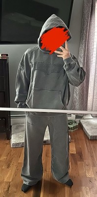 YOUNGLA Batman BUNDLE Stealth Hoodie & Sweatpants 5173 2099 |Grey Wash| Size M