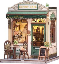 Sunny Cafe Book Nook DIY Miniature House Kit,with LED Light for Decor Gift