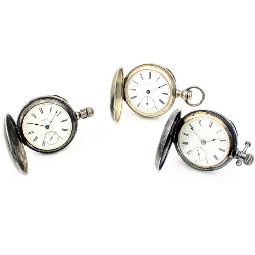 Antique Elgin Waltham Dominion Coin Silver 7j 18s Pocket Watch Lot 3 #WB4506-5