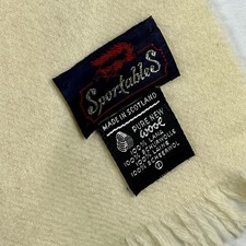 Vintage Cream Ivory Made In Scotland 100 Wool Scarf Sportables