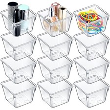 16 Pcs Stackable Clear Drawer Organizer Set 3" x 3" x 2" Small Makeup Vanity ...