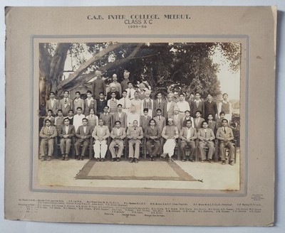INDIA VINTAGE C.A.B. INTER COLLEGE MEERUT GROUP PHOTOGRAPH  8  X 11 INCH #66