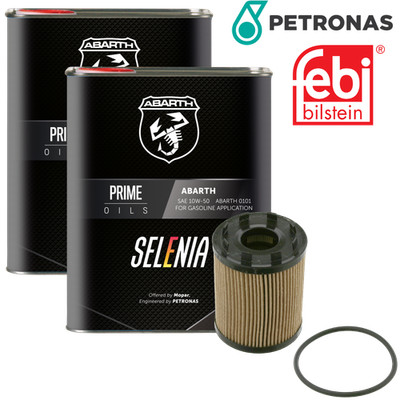 4L Petronas Selenia Abarth 10W50 Ölfilter Ölservicekit für Fiat 500 Abarth
