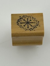 Wood Mounted Rubber Stamp Snowflake Star Design approx. 1" x 1"
