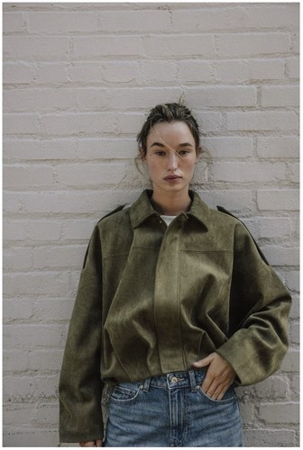 Zara Suede Effect Bomber Jacket | Mid Khaki Green | Size Small | New With Tags - Picture 6 of 6
