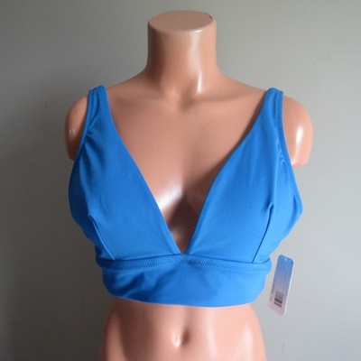 Tommy Bahama Palm Modern OTS V-Neck Bra Swim Top Cerulean Crystal Large NWOT