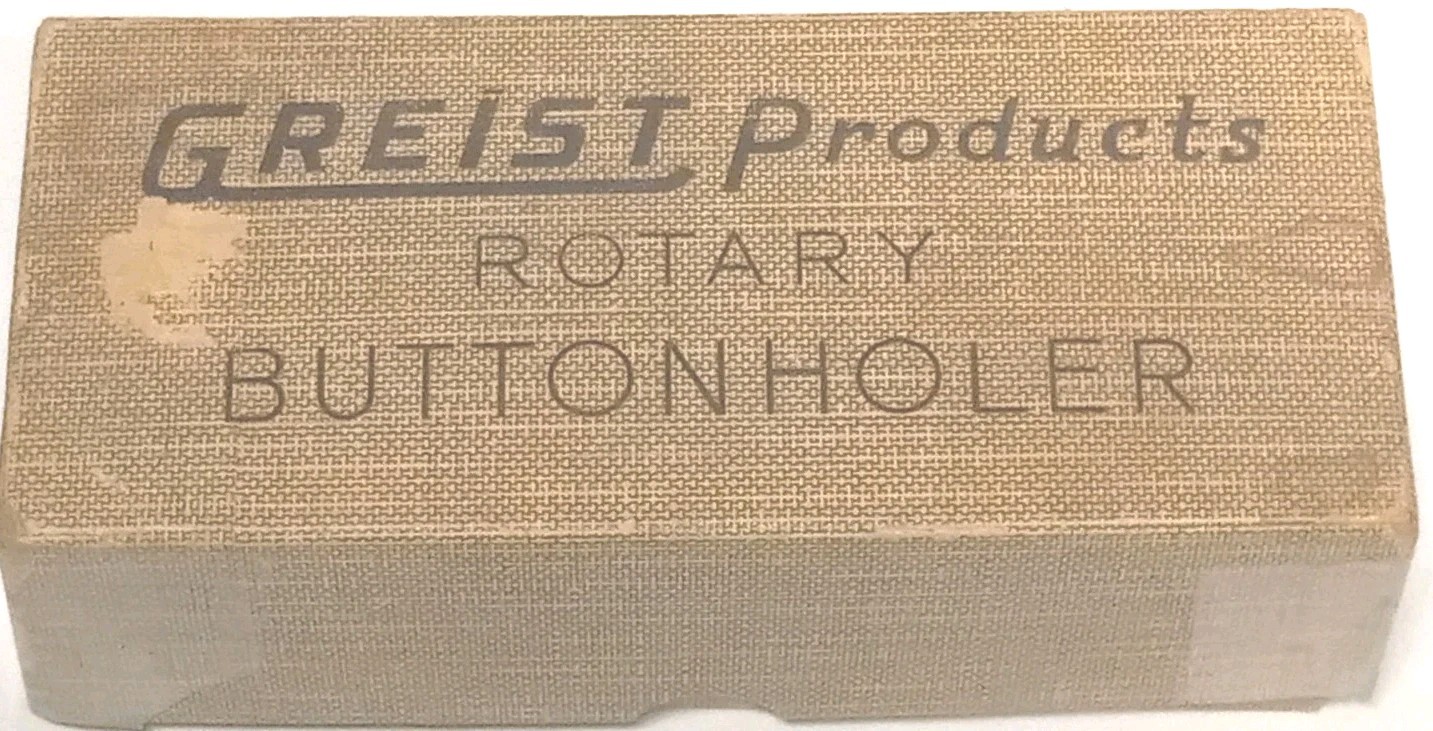 Greist Products Rotary Buttonholer with Instructions and Box, Vintage Antique