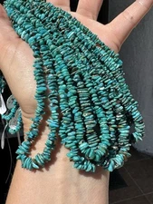 Natural Sonora DK Blue Campitos Turquoise Thin Chips,Graduated 5-8mm, 18" String