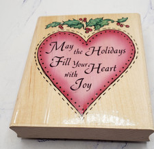 May The Holidays Fill Your Heart With Joy Inkadinkado Wood Mounted Rubber Stamp