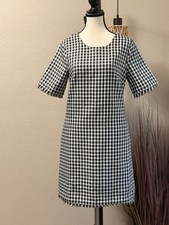 Tahari Dress Black & White Tweed Short Sleeve Lined Shift Size 8 NWT