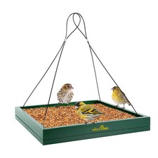 Wooden Hanging Bird Feeder Tray for Garden  Wild Birds Green