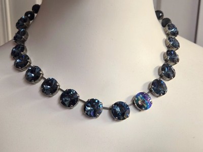 blue swarovski choker silver