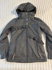 Orage Fitted Feminine Frilly Ski Jacket Womens Small Gray Black Lodge Winter