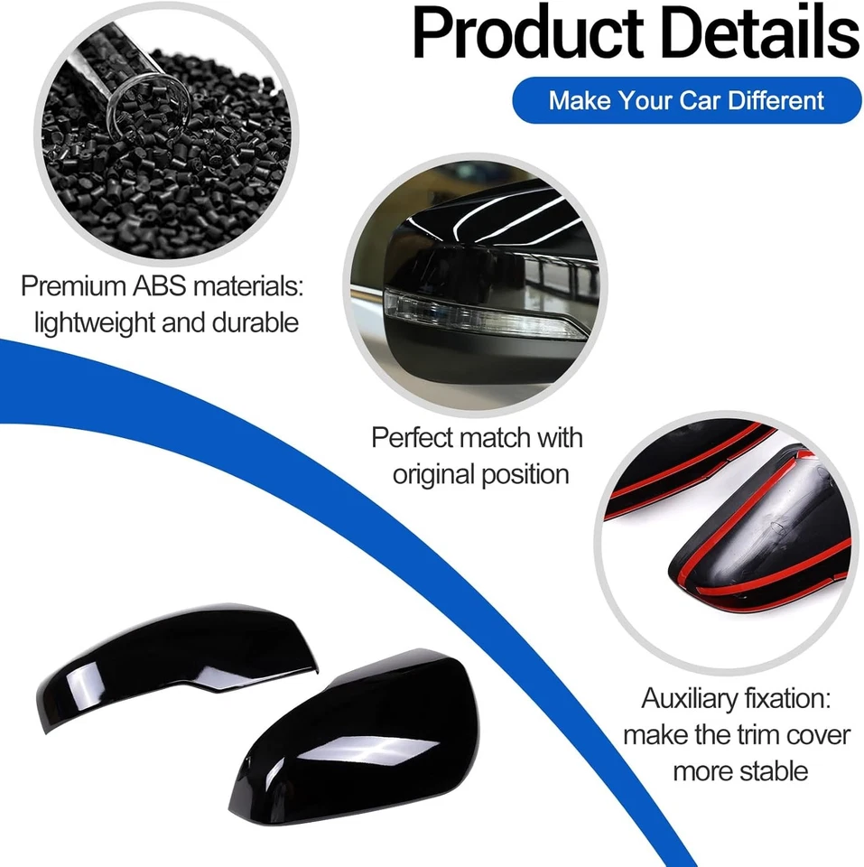 Door Rear View Mirror Cover Compatible with Vehicle 2019+/Outback- Bright Black - Image 3 of 4