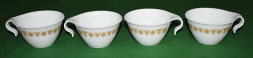 4er Set Vintage Corelle SCHMETTERLING GOLD Haken-Griff Tee-/Kaffeetassen