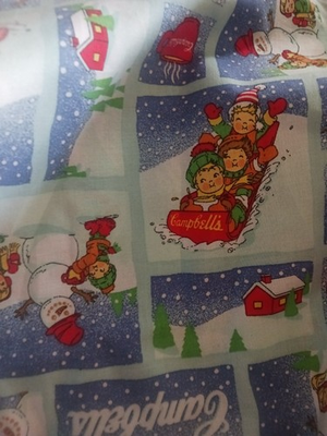 #ad #ad Vtge 2002 Campbells Soup Kids Winter Sledding Fabric OOP Sold By 1 2 Yard $12.99