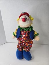 Vintage 1992 Commonwealth Jesty Plush Clown 15" Polka Dot Yarn Hair Stuffed Doll