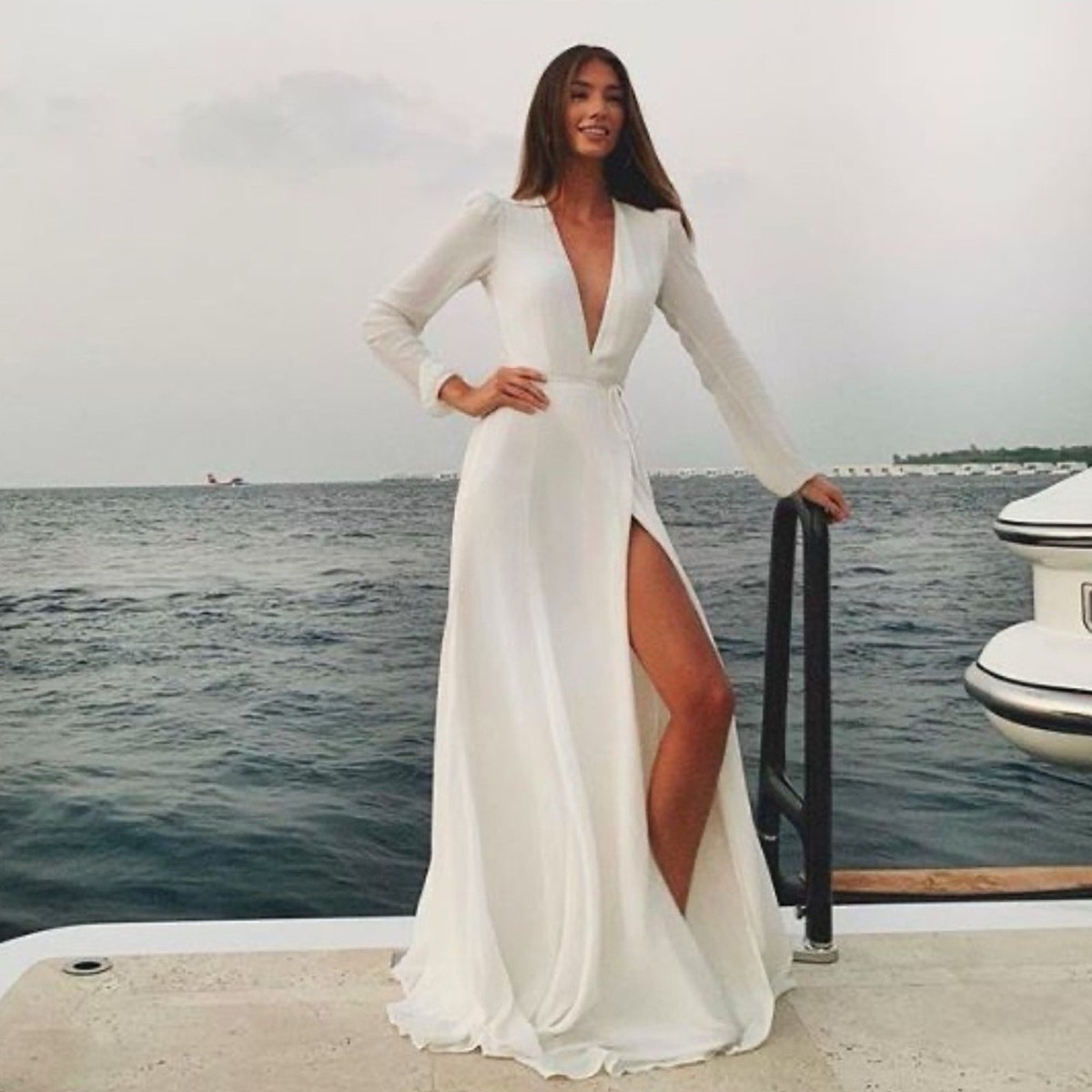 The Reformation Milan Dress Reformation Milan Deep V Long Wrap