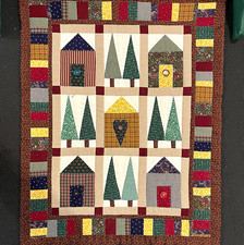 Handmade Patchwork House Wall Quilt Hanging, Multicolor Cotton 22 28 inches