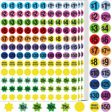 Removable Pricemarker Labels, 1920 Pre-Priced Pricing Stickers Include Custom Ta