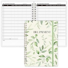 Bill Tracker Notebook, Monthly Bill Payment Checklist, 6" x 8.5", GreenLeaf