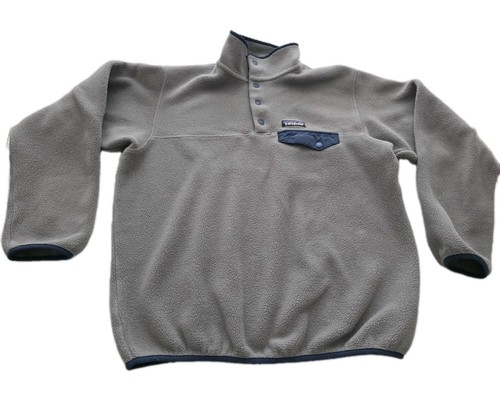 Patagonia Jacket Adult Medium Gray Snap T Sweater Pullover Fleece Synchilla Mens - Picture 3 of 14