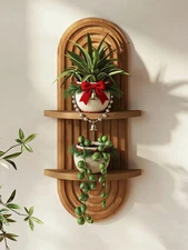 Bamworld Boho Wall Decor Brown Plant Wall Shelf Mid Century Hanging Plant Shelf