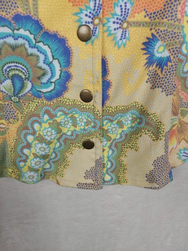 Vintage 70s Boho Chic Shirt Womens Medium Snap Button Western Paisley Studded US, Size M, $24.99 - Photo 5