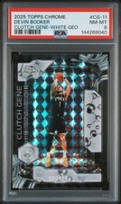 2025 TOPPS CHROME CLUTCH GENE WHITE GEOMETRIC #CG-11 DEVIN BOOKER 1/2 PSA 8