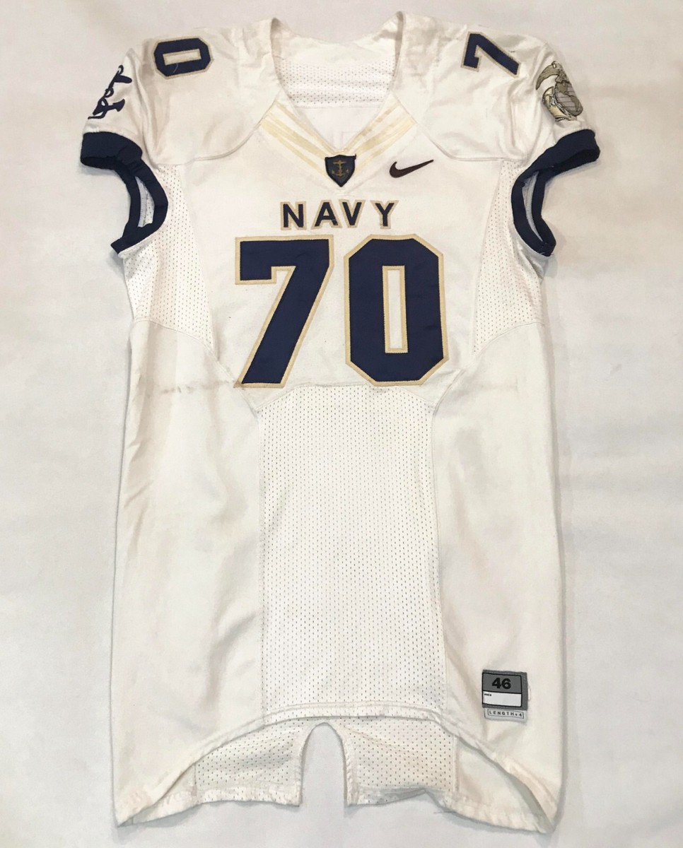 Nike Navy Midshipmen #70 Football Game Worn Jersey Sz 46 White USA
