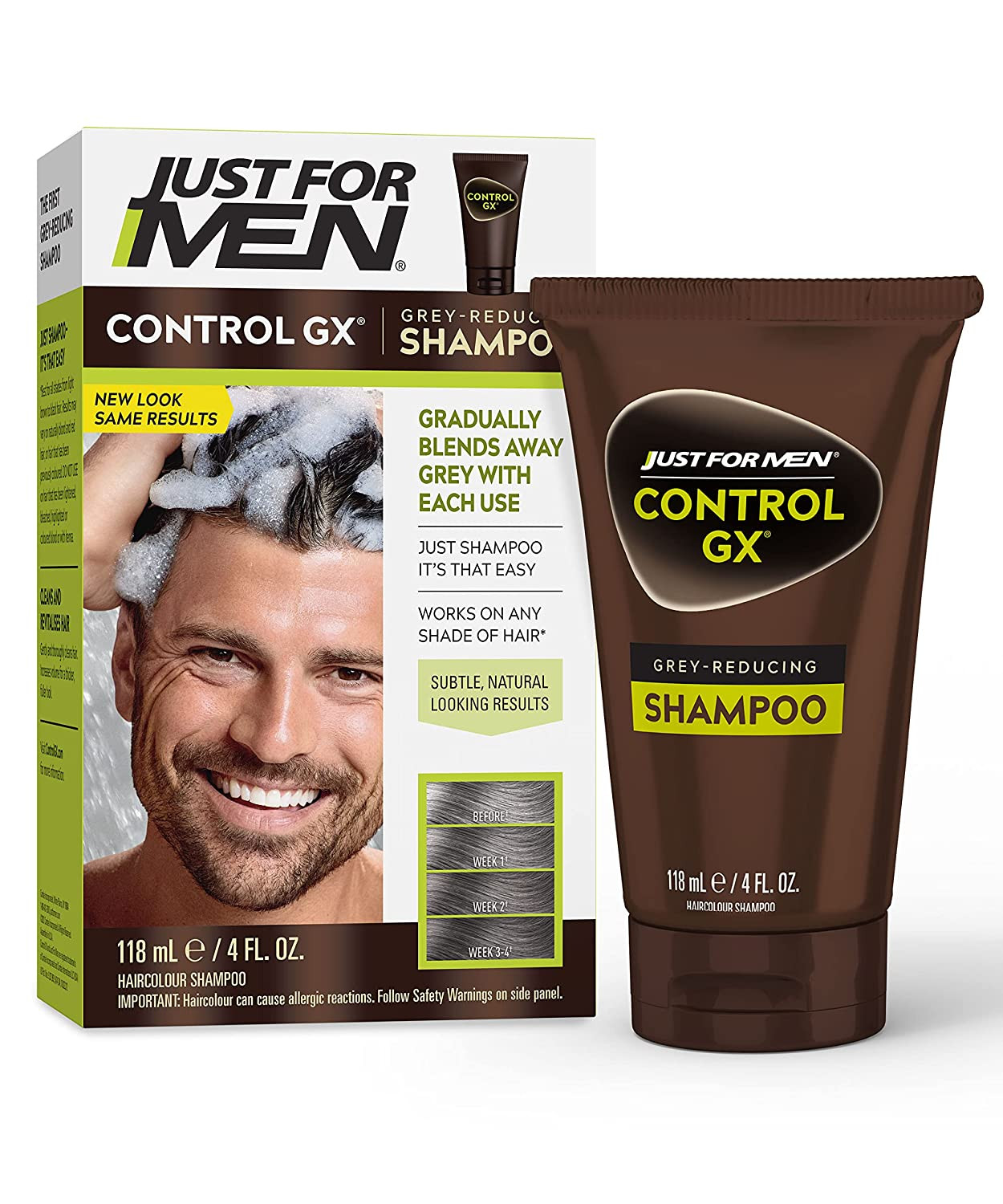 Just for Men Control GX Grey Reducing Shampoo, Gradual Hair Color for Stronger a