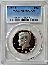 1986-S  KENNEDY HALF DOLLAR  PCGS PR70DCAM  (PRICED BELOW PCGS LIST)