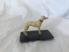 1950  s VINTAGE MINIATURE CELLULOID GREYHOUND DOG JAPAN FIGURINE on black base