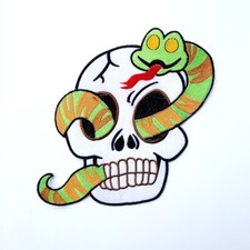 9" Large Skull Snake Patch tattoo Artwork Emblem for DIY Iron on Clothes Jacket