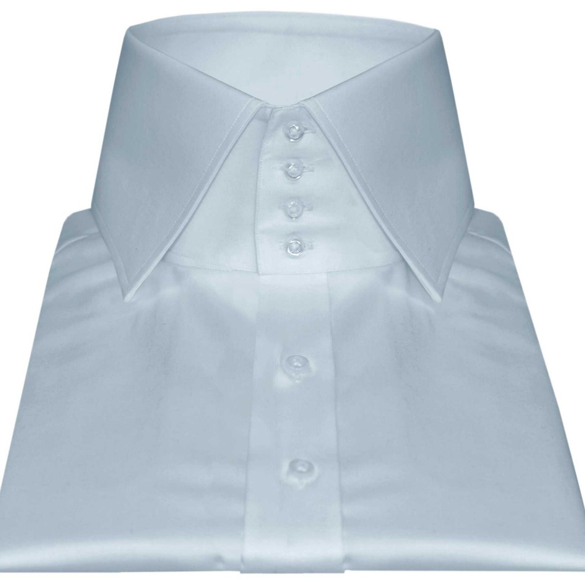 Light Grey Tall Neck High Spread Wide Large Collar Dress Shirt Men