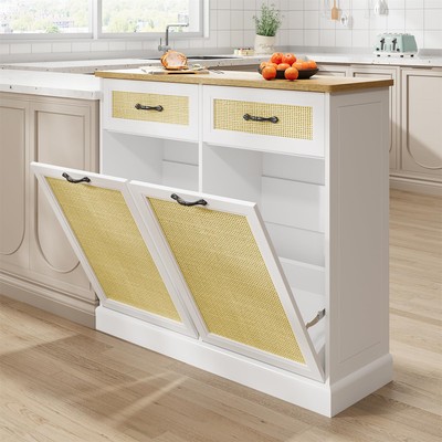  Double Tilt Out Trash Cabinet Hidden Trash Cabinet with 20 Gallon Storage Trash
