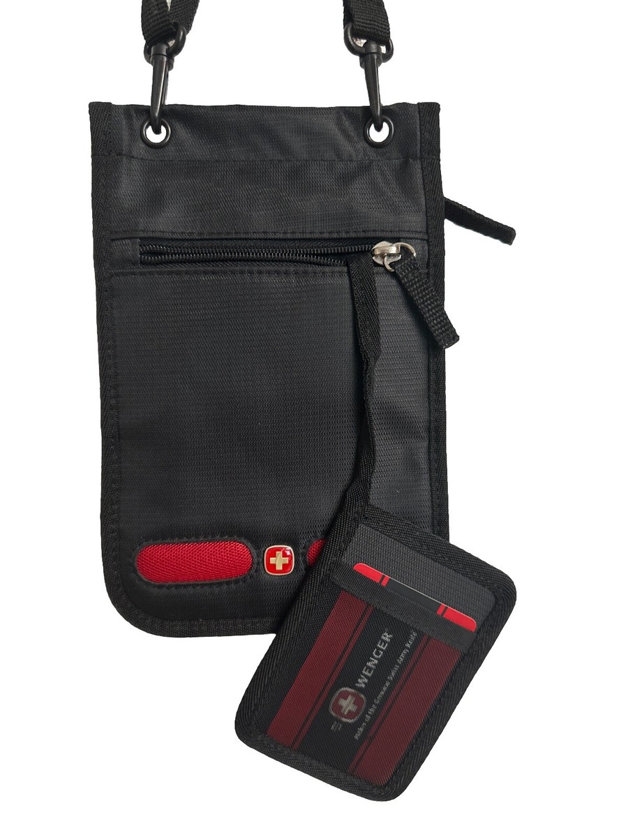 Wegner Mens Black Crossbody Travel Organizer Bag