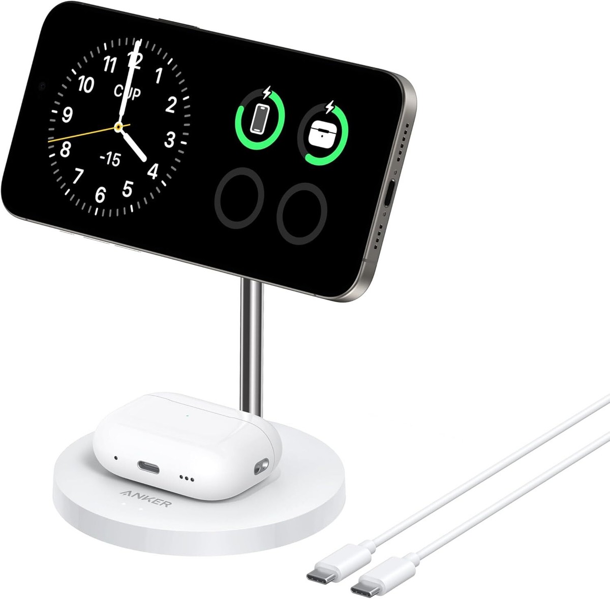 Anker 2-in-1 Wireless Charger Stand Qi2 Certified 15W MagSafe