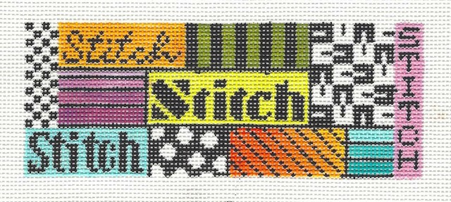Download "STITCH" Multi-Color Collage handpainted Needlepoint Canvas Insert by Mindy | eBay