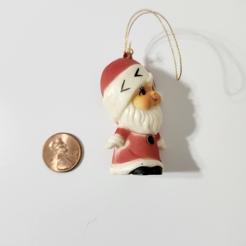 Vintage Mini Hartplastik Santa kleines Kind Weihnachtsschmuck Figur 2" - Bild 2 von 5