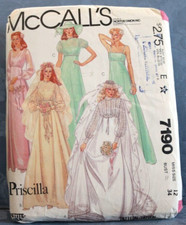 Vintage McCalls 7190 Pattern Wedding Dress Priscilla Petite High Waist Train 12