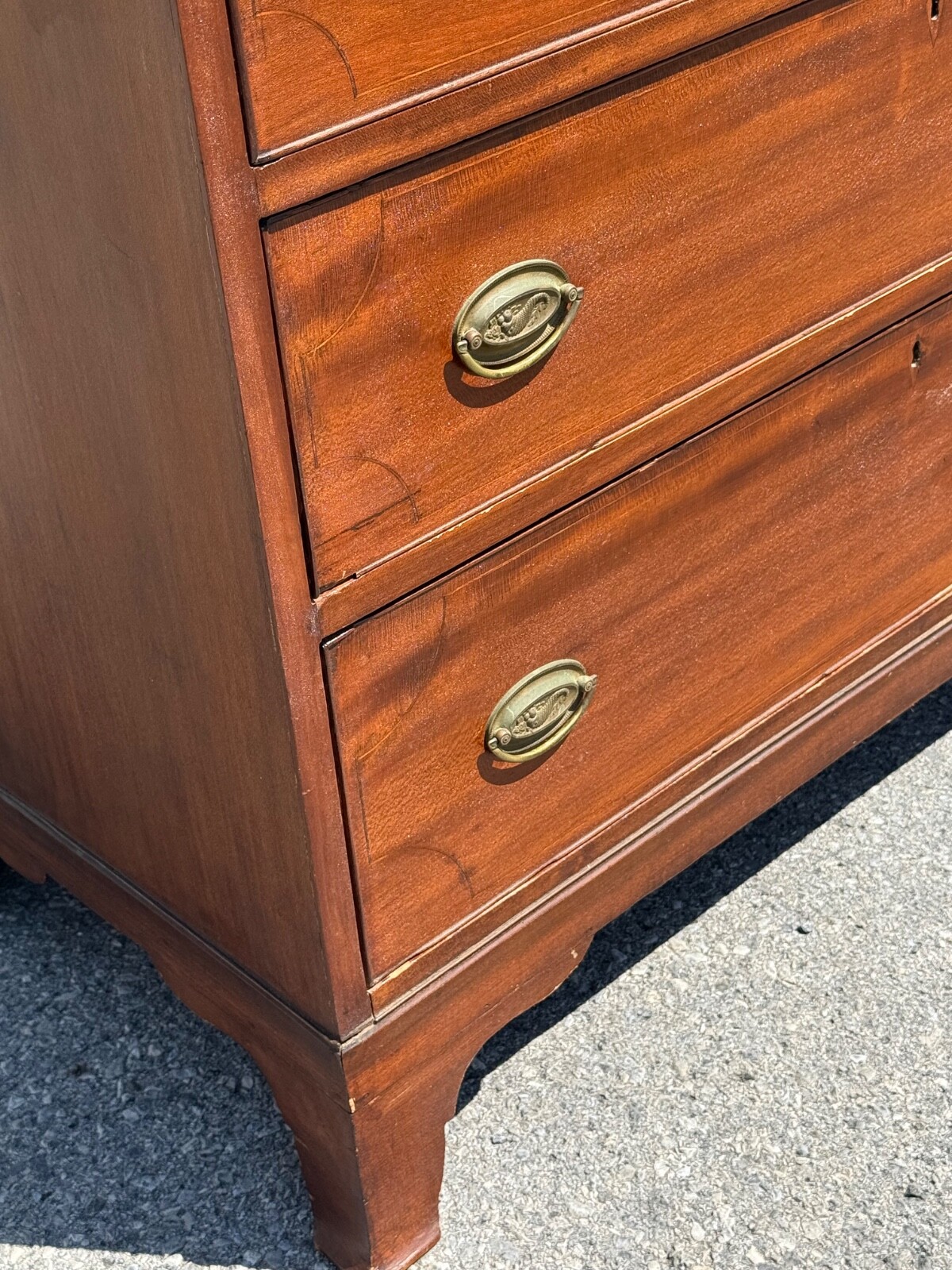 Antique Cherry Hepplewhite inlaid dresser chest of drawers 1800 Mid Atlantic