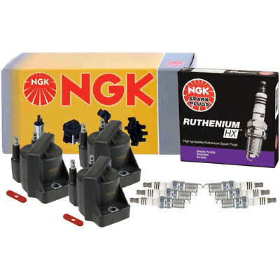 NGK 3 Ignition Coil & 6 Ruthenium HX Spark Plugs Kit For Buick Chevy Pontiac V6