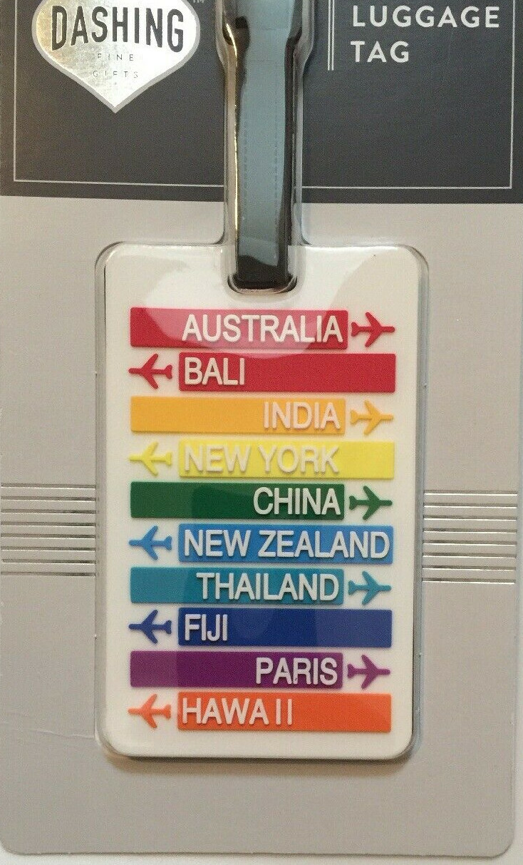 Colorful Luggage Tags for Travel Destinations Like Hawaii Paris NY and More-image