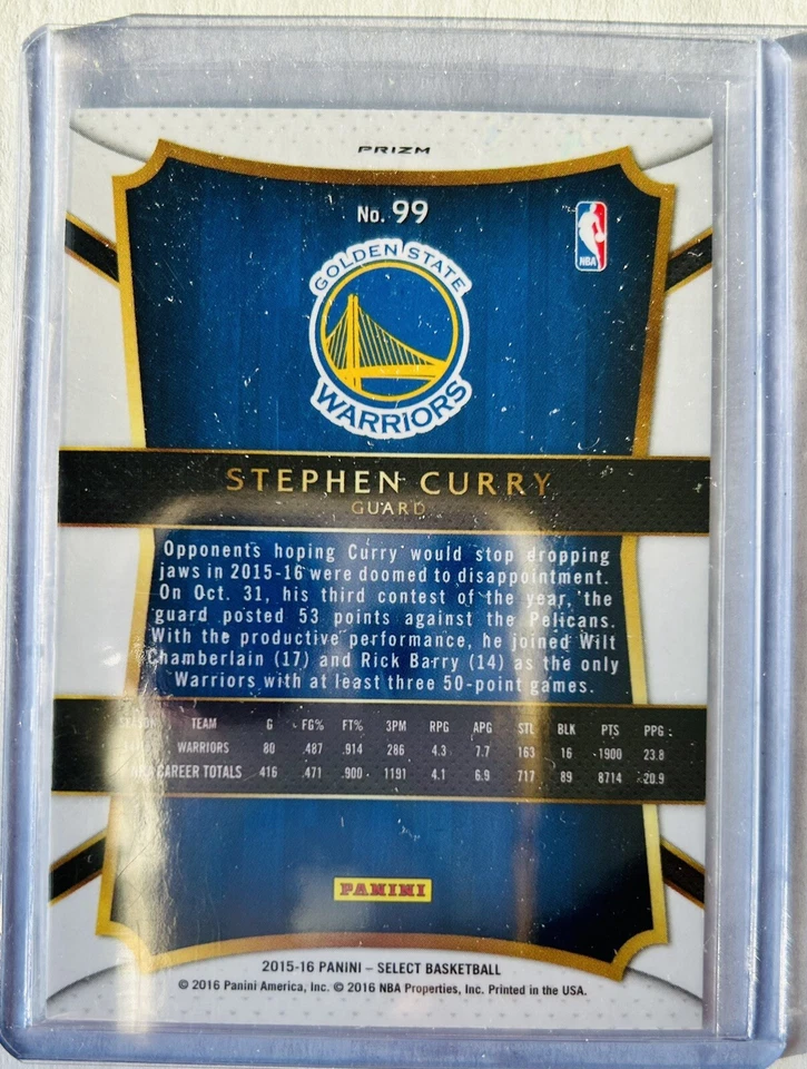 2015-16 Panini Select Stephen Curry Silver Prizm #99 - Image 2 of 3