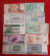 MIXED LOT 10 DIFFERENT WORLDWIDE  PAPER MONEY BANKNOTES CURRENCY  UNC NEW 